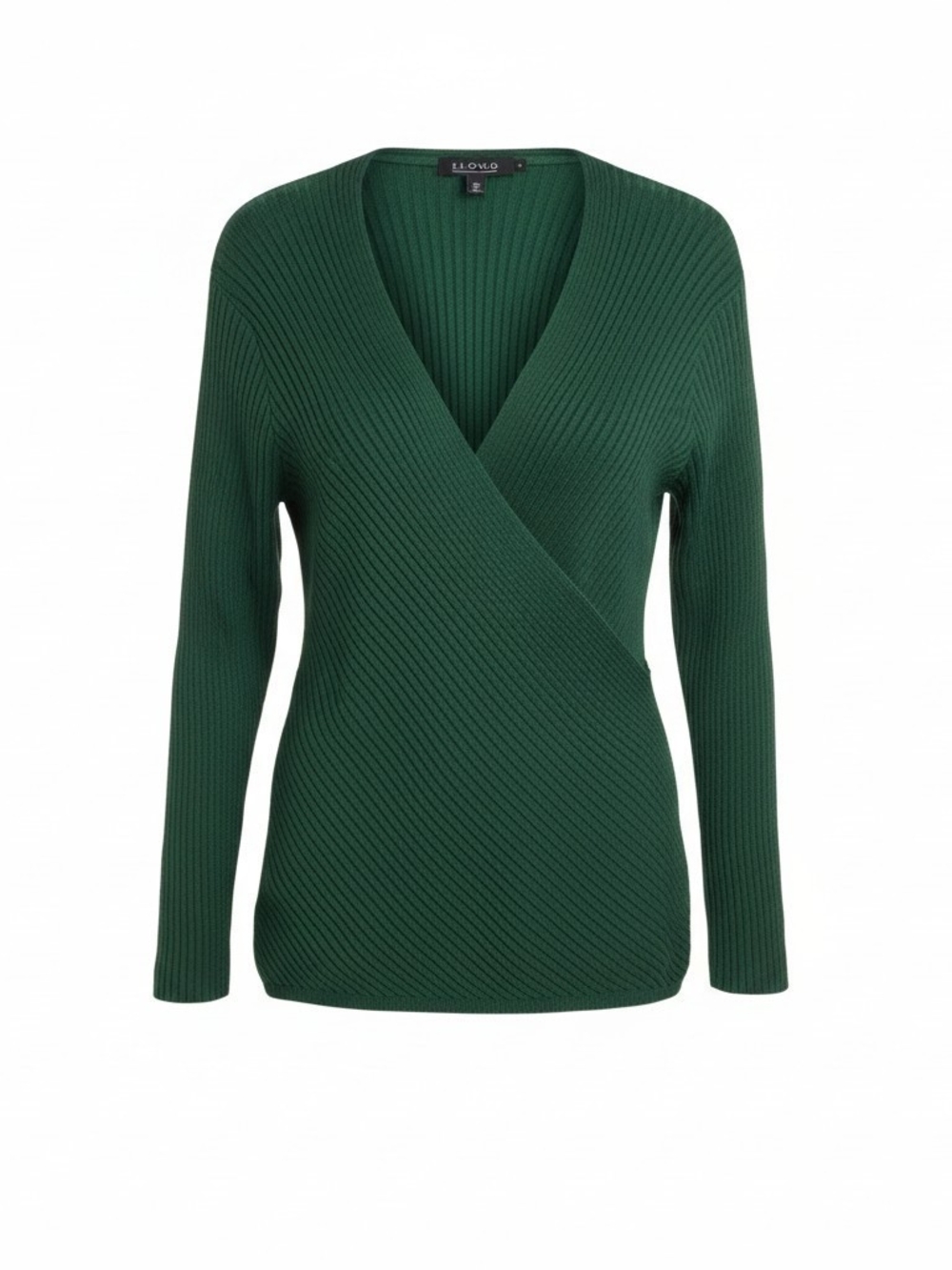 ELOQUII Emerald Green Ribbed Wrap Front Sweater Size 26/28 Plus Size
